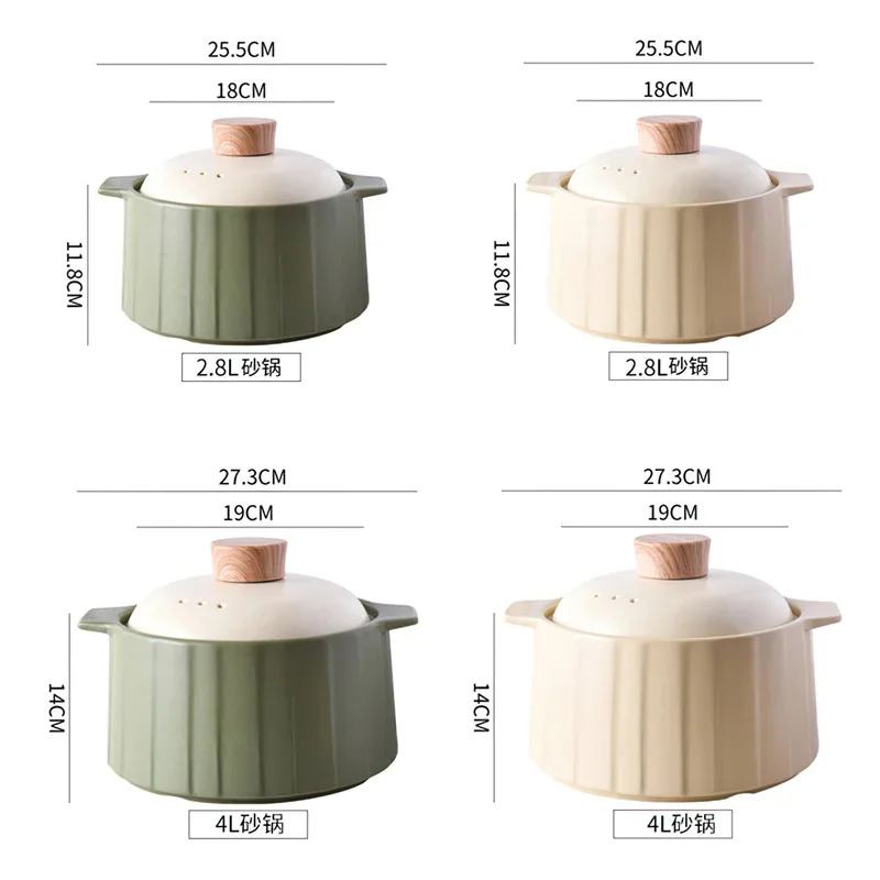 Ceramic Casserole Korean Creative Large Soup Pot Beige Green Stockpot Small Saucepan Cooking Supplies Kitchen Pot Cookware