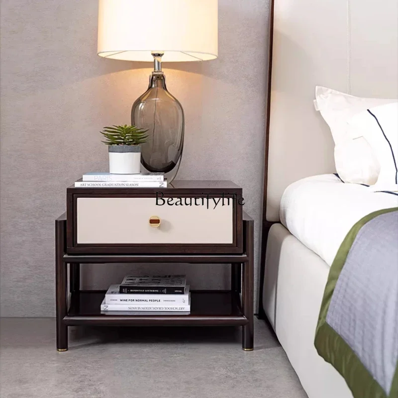 

ls 04New Chinese bedside table Modern ebony cabinet Solid wood bedroom furniture