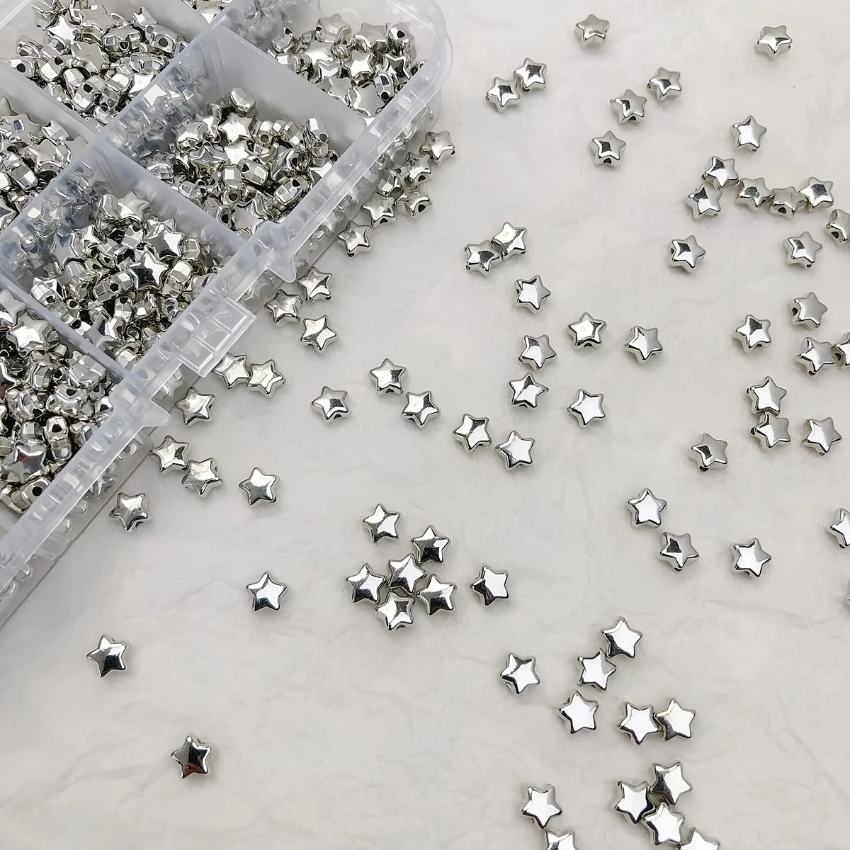 400/200 Stück 7 mm gerade, silbrige Sternperlen mit Loch für die DIY-Handarbeit – Detail 11