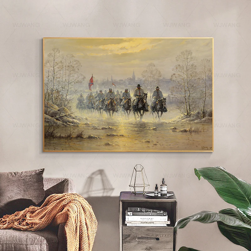 Confederate Army Cavalry Soldier Poster Art Canvas Paintings Wall Art Pictures Posters and Prints Modern Living Room Home Decor