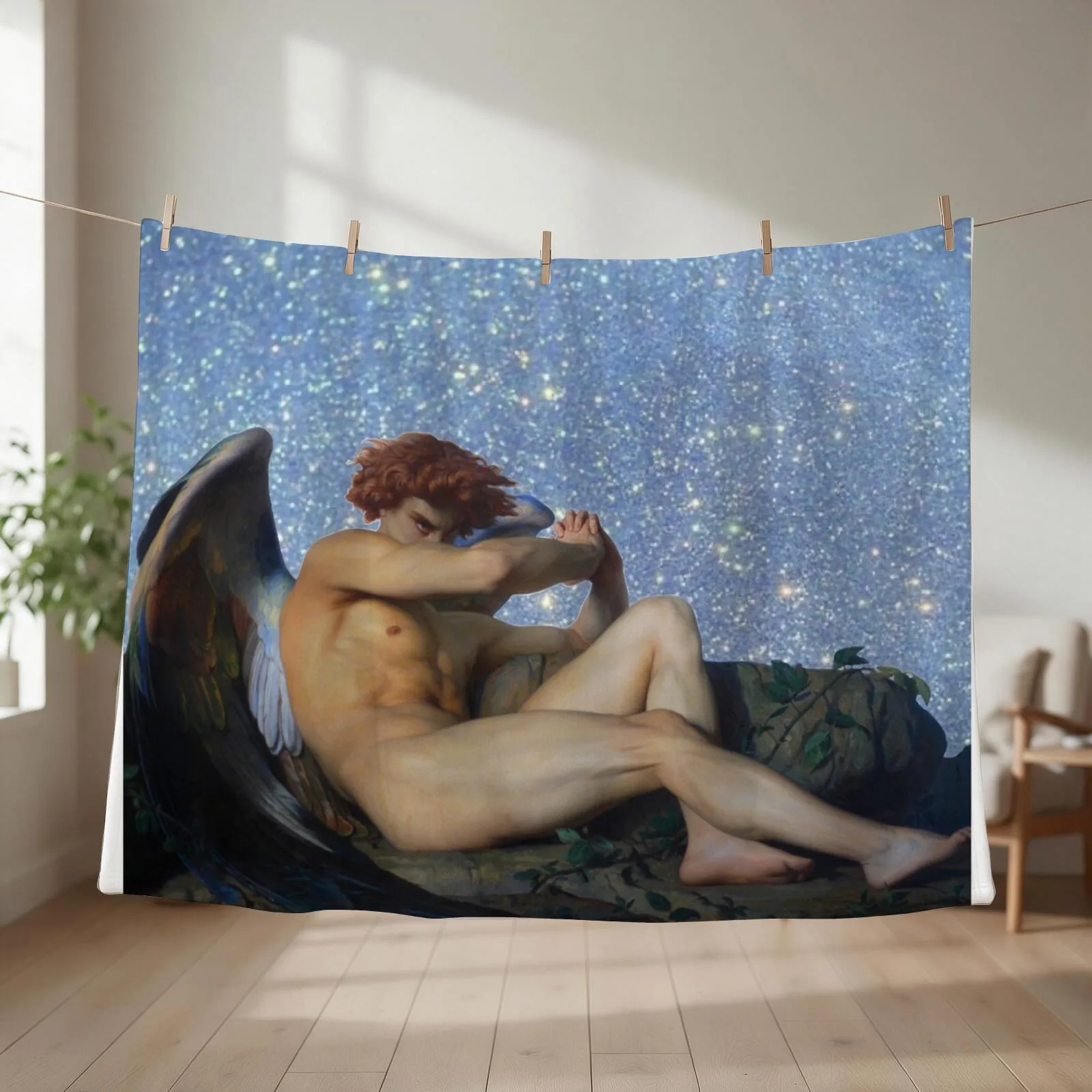 The Fallen Angel Throw Blanket couch cozy soft plush fuzzy picnic outdoor blanket