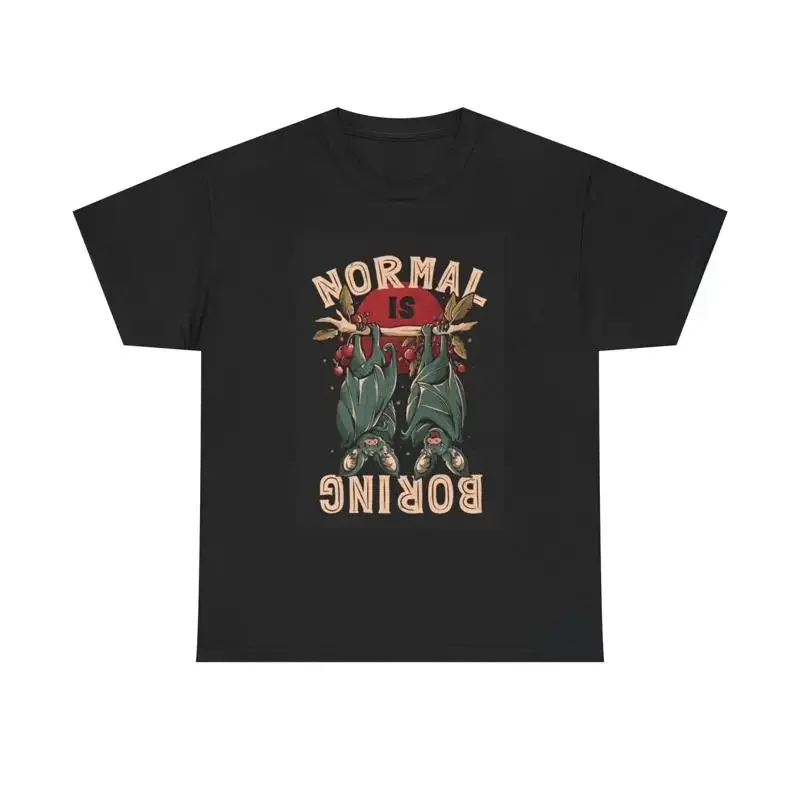 Camiseta Normal Is Boring con divertidos chistes sobre murciélagos, de algodón grueso