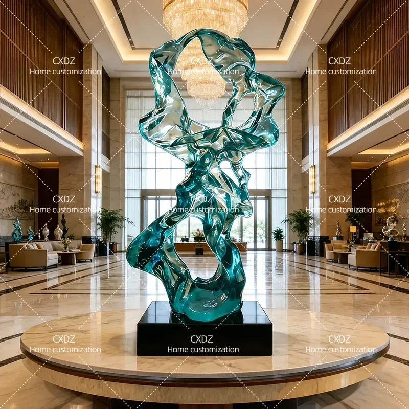 Modern Taihu Stone Sculpture Floor Standing Ornament for Villa Hotel Lobby Creative Home Decor Artwork Large Statue