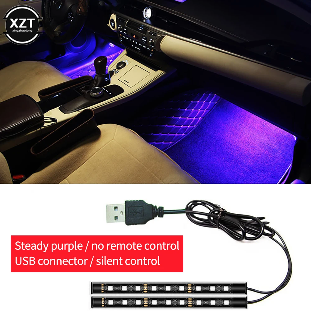 Best Selling Usb Foot Pad Decor Atmosphere Light Neon Strips Tuto Colorful Light Car Interior Decorative Lamps Strips Wholesale