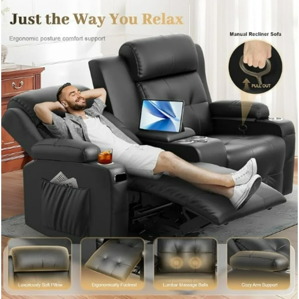 Recliner Sofa Sets, Massage Reclining Loveseat Sofa Heavy Weight Capacity, 1 Single Power Recliner Chairs Heat & Massage