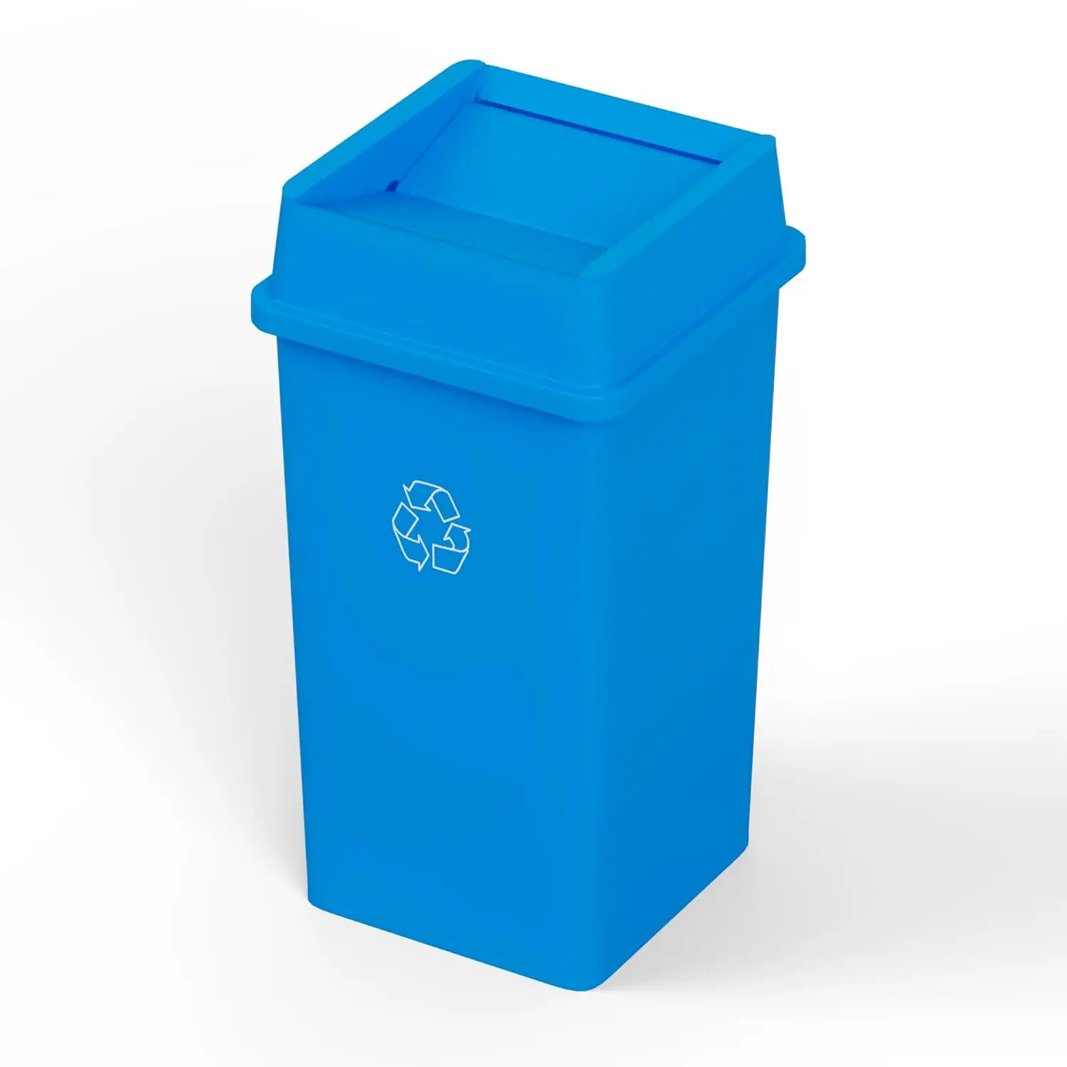 

35-галон синего квадратного коммерческого мусорного бака с крышкой | Открытый офис Ресторан Школьная кухня