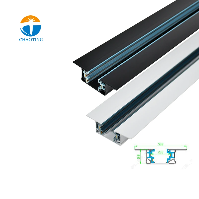 Hohe Qualität 1M 1,5 M 2M 3M Schwarz Aluminium Embedded 3 Drähte LED Linie System Track Licht schiene Für LED Track Licht