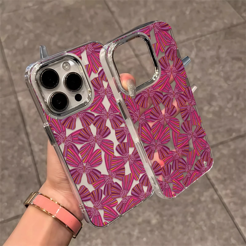 Для iPhone 17, 16, 15, 14, 13, 12, 11 Pro Max Чехол для телефона с бантиком и узором, силиконовый чехол для iPhone 7, 8 Plus XS XR X 16E Fundas