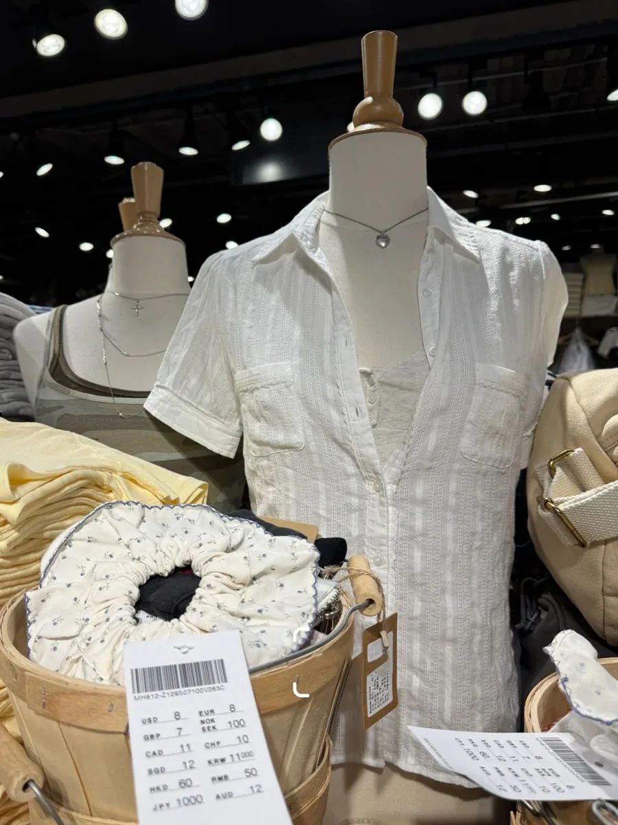 

Белая текстурированная блузка с карманами, женская летняя однобортная тонкая блузка с отложным воротником, милые повседневные рубашки с короткими рукавами, топы