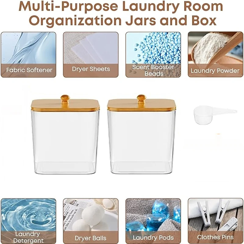 Laundry Room Organization Storage Containers 80oz Laundry Pod Containers  with Lids for Laundry Detergent Laundry Pods Dry Sheet