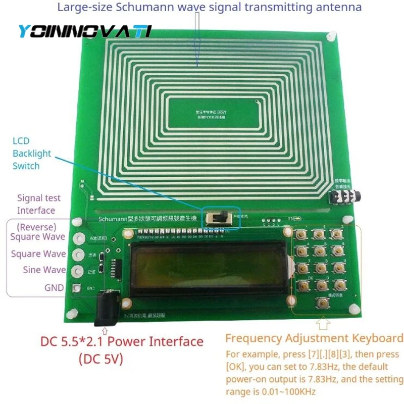 0.01Hz~30000Hz Adjustable Schumann Sine Wave Resonance Generator Ultra-Low Frequency Pulse Generator Audio Resonator USB