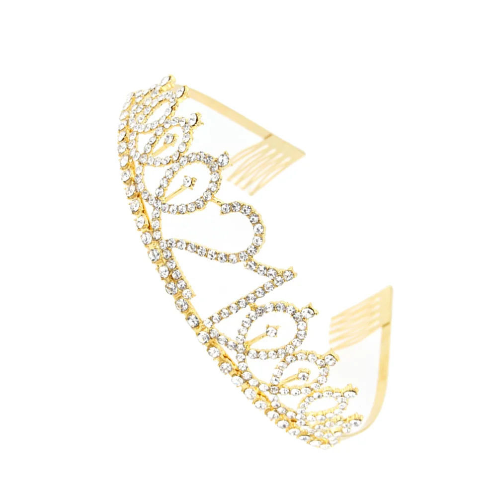 1 قطعة تاج عيد الميلاد سبيكة حجر الراين مشط الشعر رقم التاج ل 21st حفلة عيد ميلاد خطوبة أداة تصفيف الشعر الذهبي #6