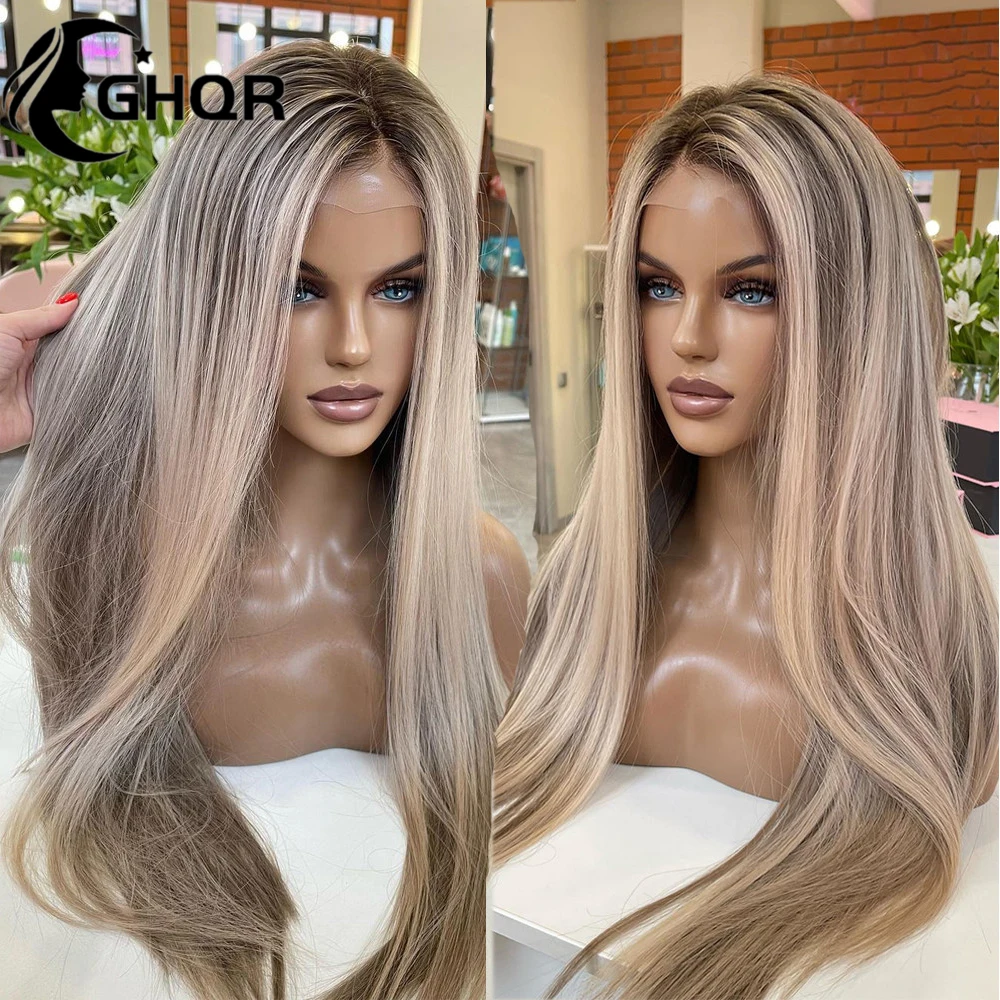 Wigs Human Hair Highligh 613 Hd transparent Lace Blonde Wig 13x6 Straight Brazilian Human Hair Wig Full lace Glueless Preplucked