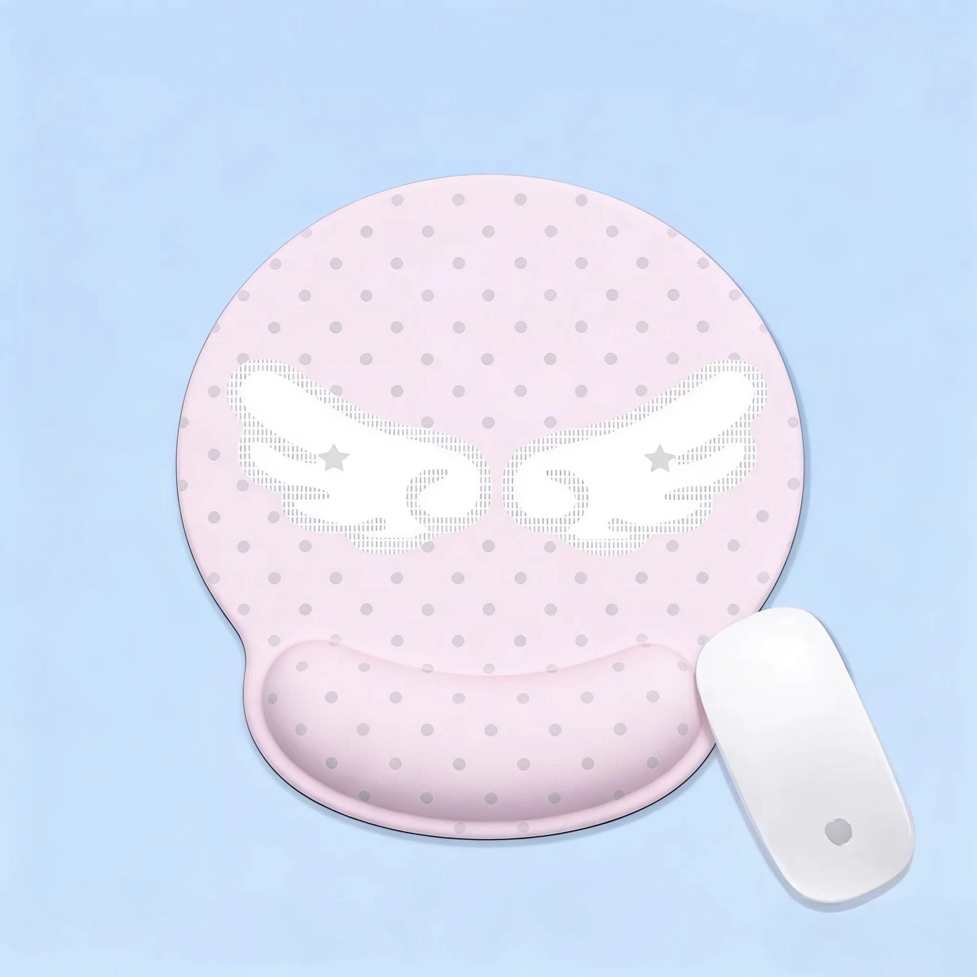 Korean Style Cute Polka-Dot  Wing Mousepad with Wrist Rest Non-Slip Comfortable Support Desk Pad Office Dormitory Keyboard Decor