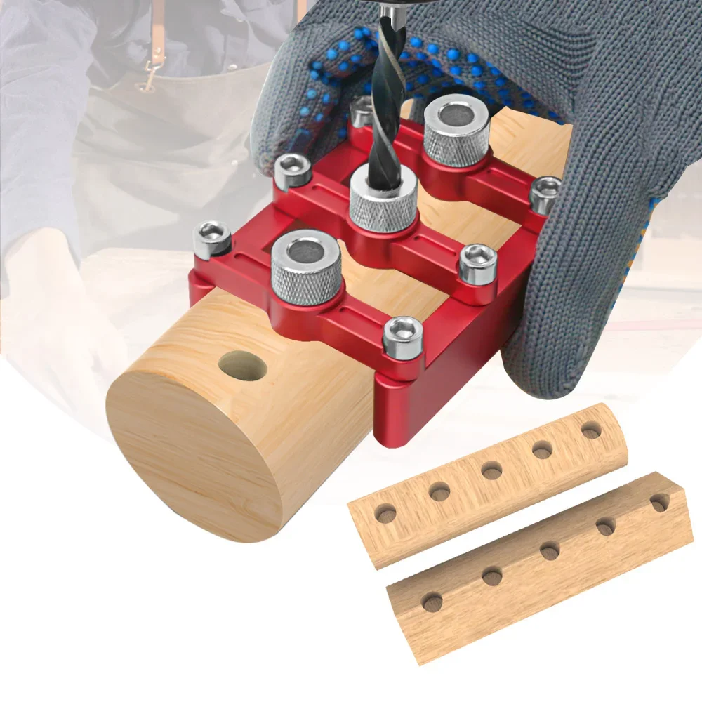 Selbstzentrierender Dübelbohrer für Holzbearbeitung, Bohrleitwerkzeug mit 3-10mm Bohrhülsen für Tischlerarbeiten – Detail 4