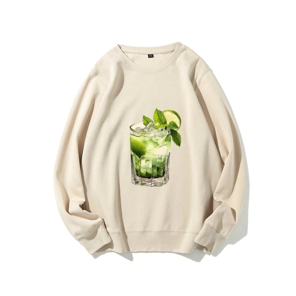 Y2K الجرافيك البلوز Mojito مع مقبلات طباعة منعش Zesty الاجتماعية البلوز لينة النسيج للحزب تحت عنوان مظهر غير رسمي