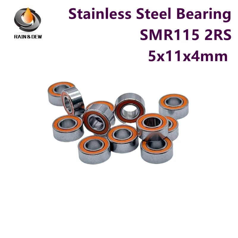 

10PCS SMR115 Stainless Steel Bearing Orange Sealing Ring 5X11X4mm S623 SMR105 2RS- Suitable for Humid and Corrosive Environments