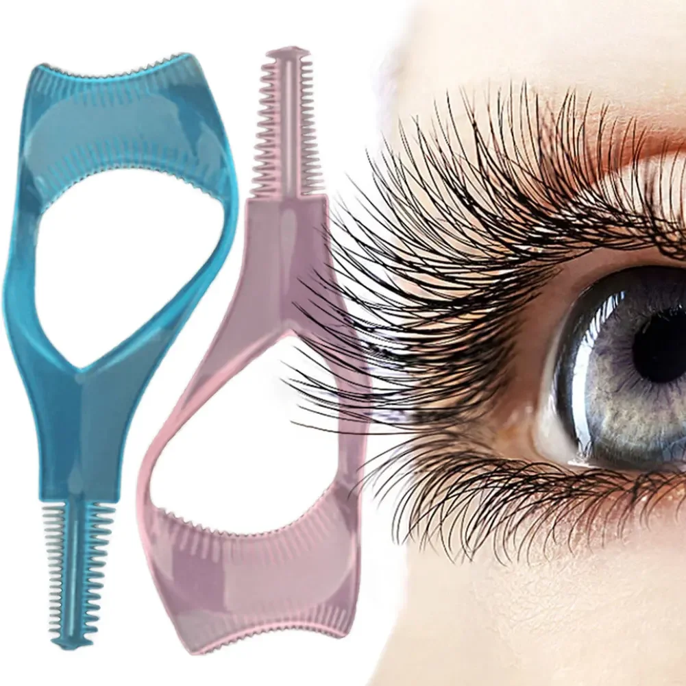 Recourbe-cils en plastique réutilisable, 3 en 1, brosse, mascara, protège-cils supérieur et inférieur, guide, aide au maquillage