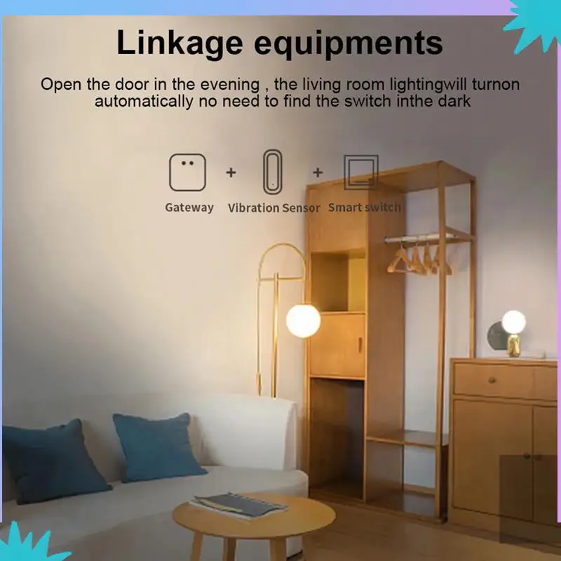 ABZW Tuya Zigbee Smart Vibration Sensor Tilt Detector Home Security Protection Smart Life App Real-Time Monitor Alarm