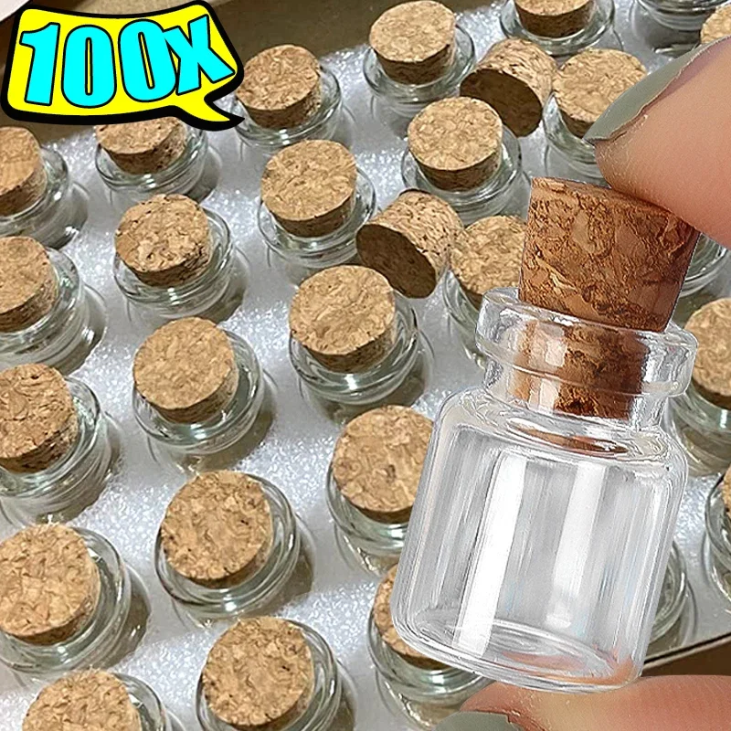 200/10x Mini botellas de vidrio con corcho transparente mensaje vacío botella de deseos DIY regalo de cumpleaños botella de especias decoración de fiesta