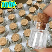 200/10x Mini Glass Bottles with Cork Transparent Empty Message Wishing Bottle DIY Birthday Gift Spice Bottle Party Decoration