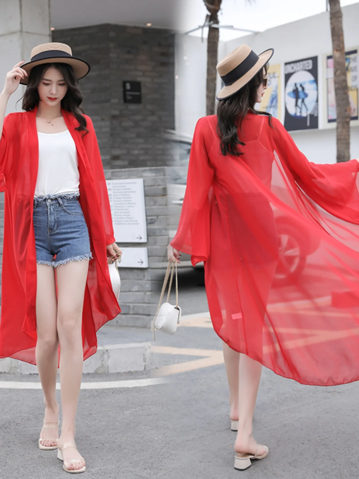 

Ультра-легкий женский кардиган с длинными рукавами для защиты от солнца, летняя новинка, большие размеры, свободный крой, шифоновый топ, дышащий, тонкий, открытый кардиган