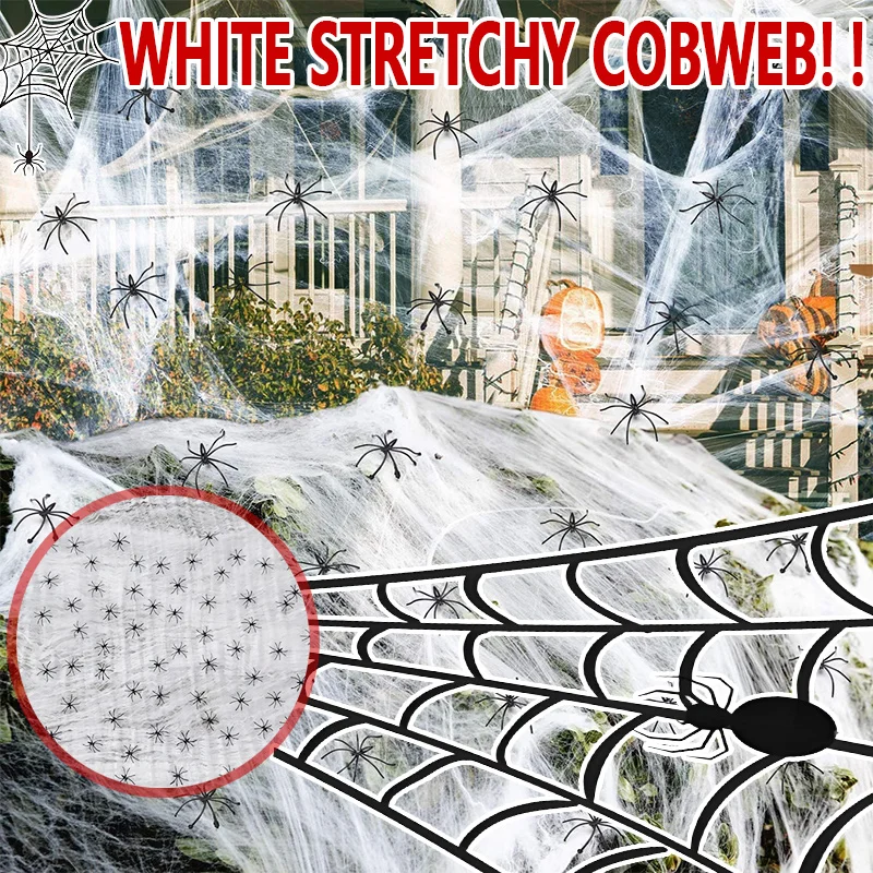 

Halloween Decorations Artificial Spider Web Stretchy Cobweb Scary Party Halloween Decoration for Bar Haunted House Scene Props