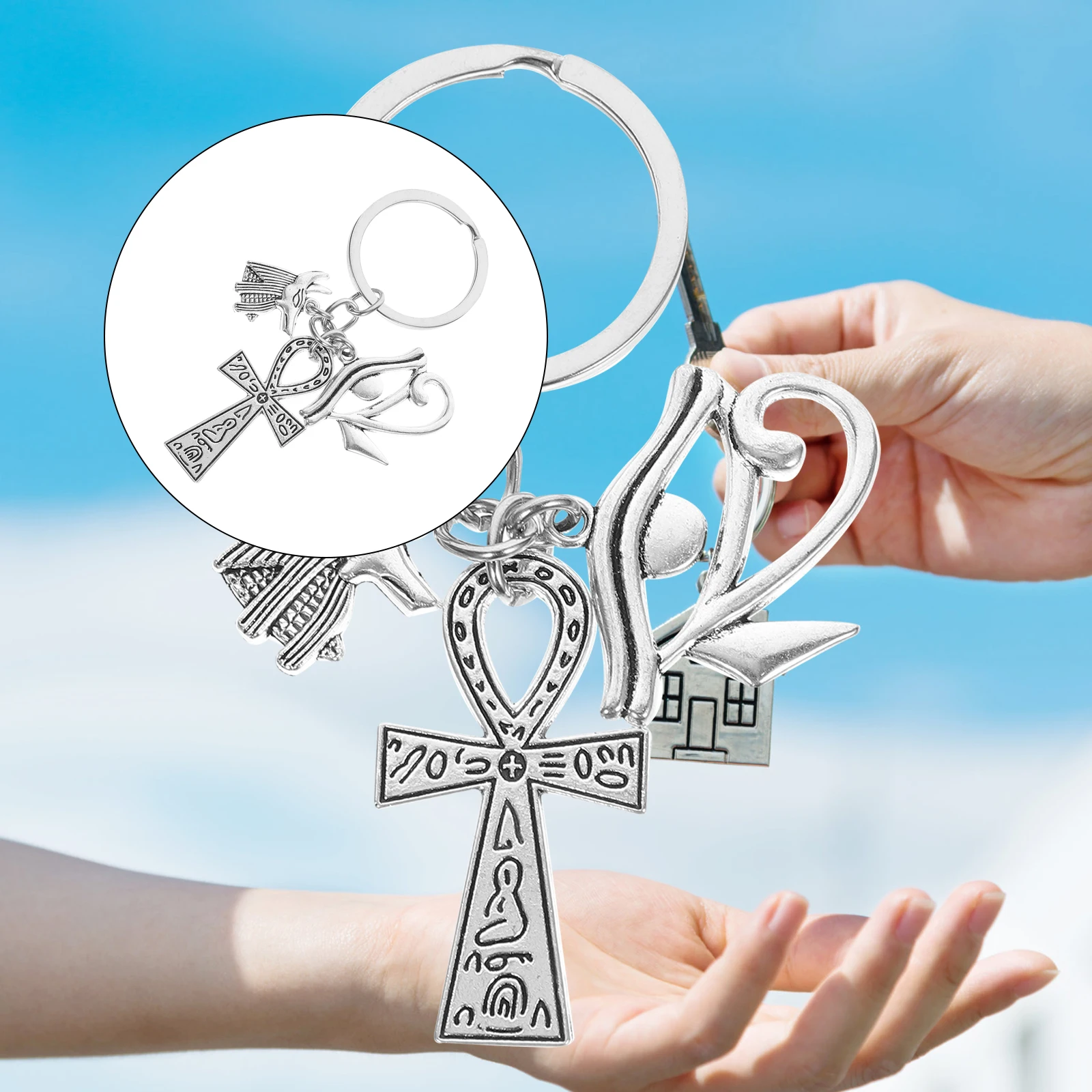 Egypt Symbol Creative Key Holder Retro Key Rings naments Rings Gift naments Durable Bag Car Accessories Decor