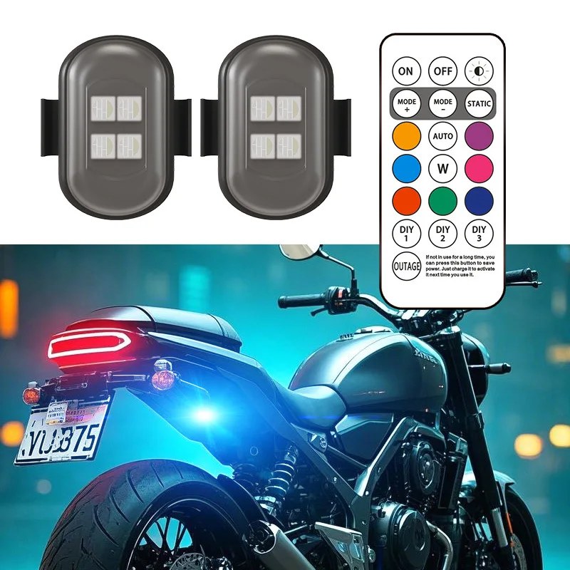 

Car Motorcycle RGB LED Strobe Lights 8 Colors LED Flash Position Wireless Light Aircraft Airplane Helicopter Warning Lights