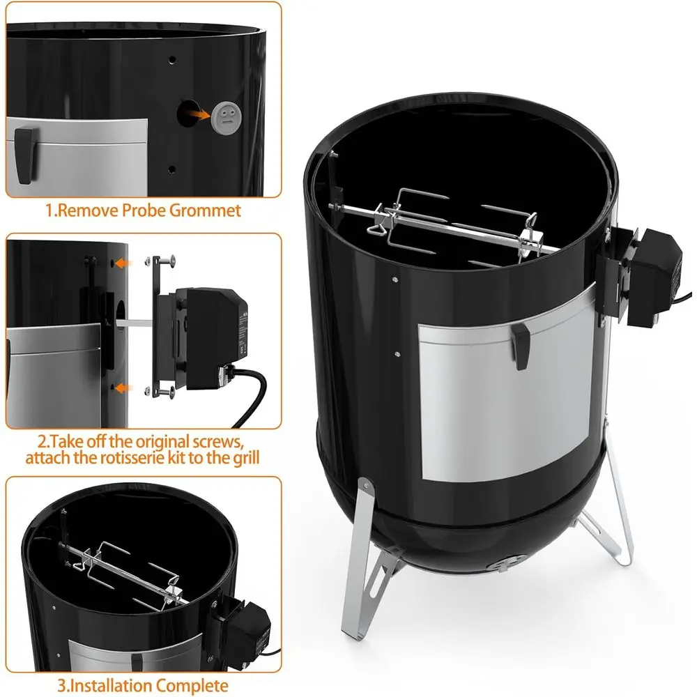 طقم مشواة للشواء من الفولاذ المقاوم للصدأ لـ Weber 18 WSM، ملحقات شواية الطبخ الخارجية