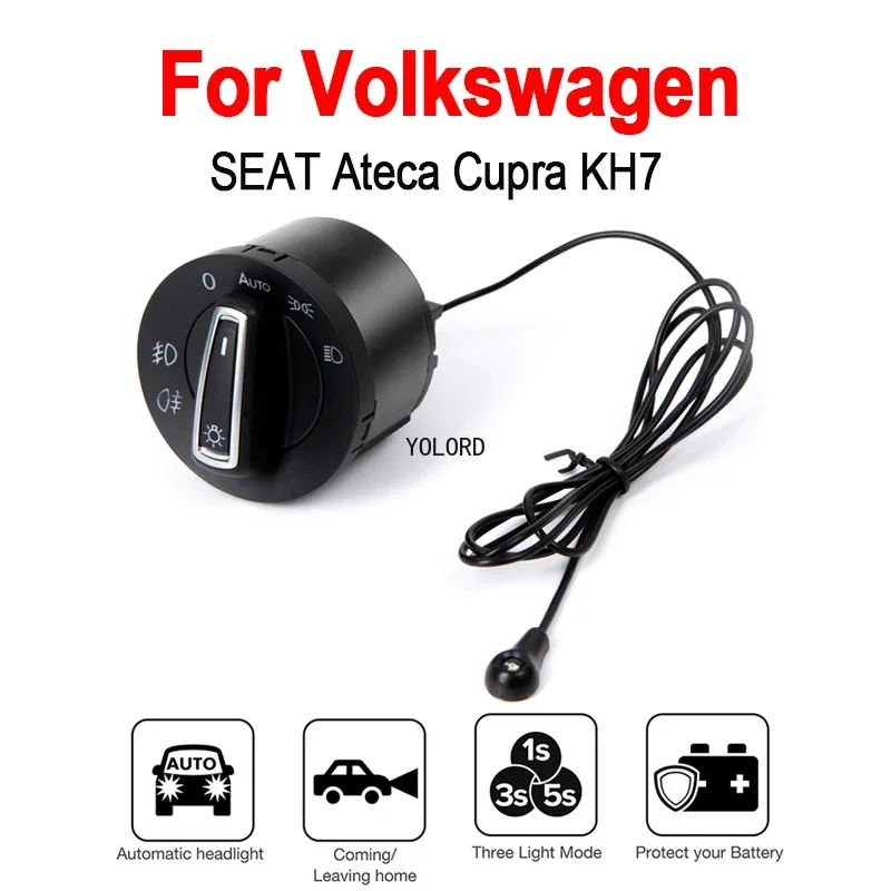 Headlight Automatic Switch For VW SEAT Ateca Cupra KH7 2016~2024 Car Accessories Auto Light Control Upgrade Tuming