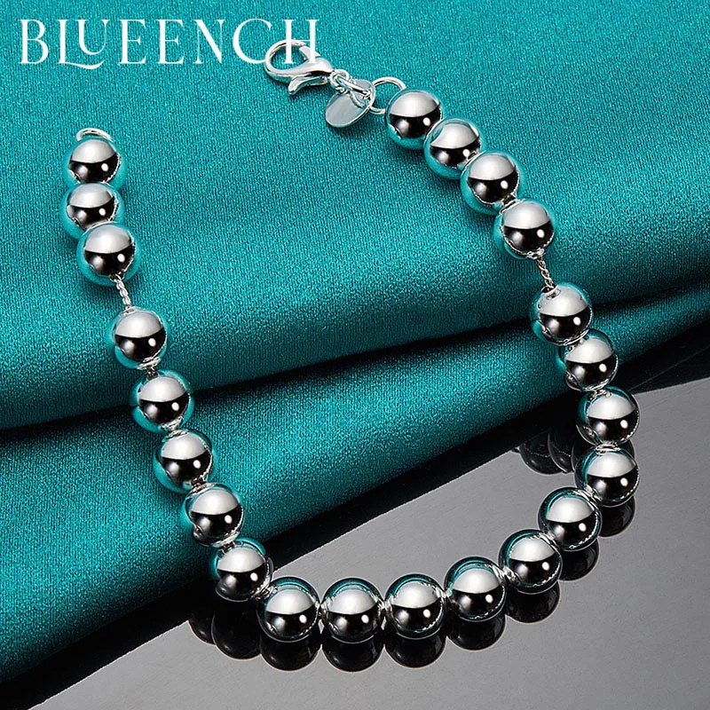 Blueench 925 Sterling Silver Ball Bracelet Women's Wedding Party Couple Fashion Charm Jewelry