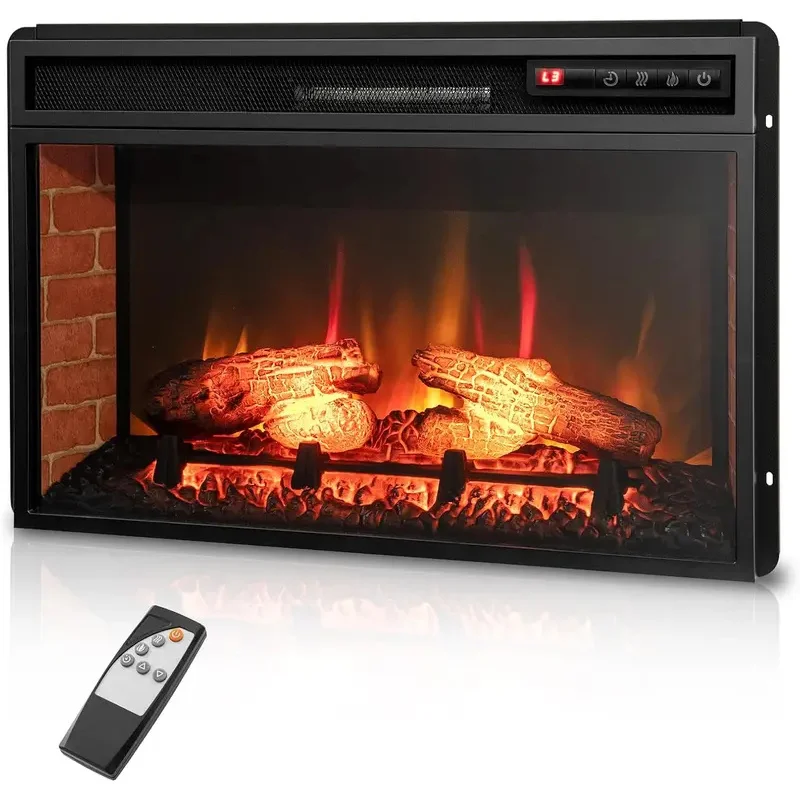 Electric Fireplace Insert 26-inch Wide, 1400W Recessed and Freestanding Fireplace Heater with Remote Control