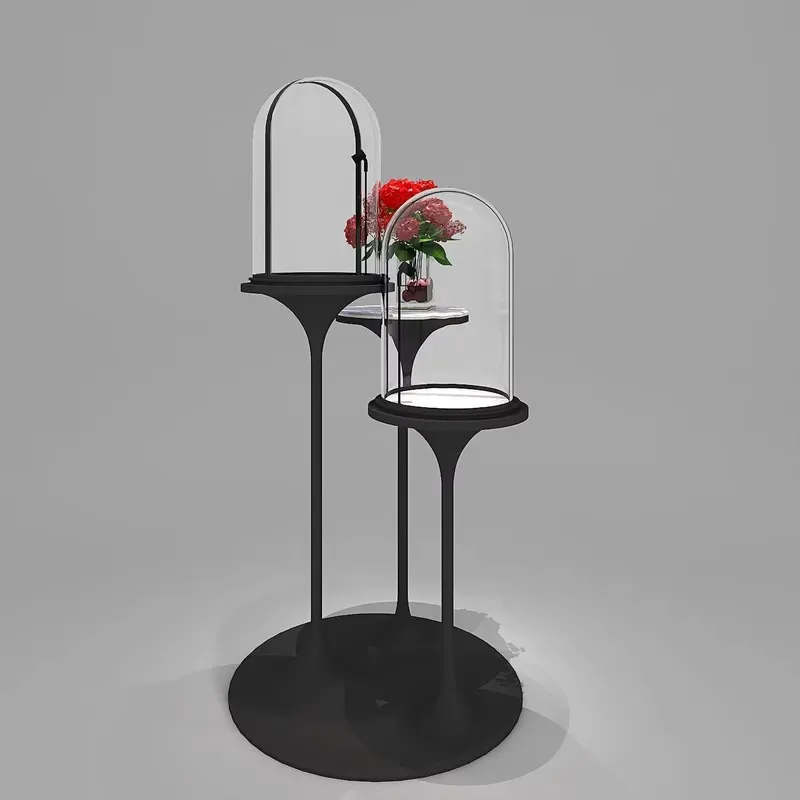 Free Design Light Emitting Diode Backlight Boutique Luxury Gold Display Tempered Glass Cabinet Custom Jewelry Display