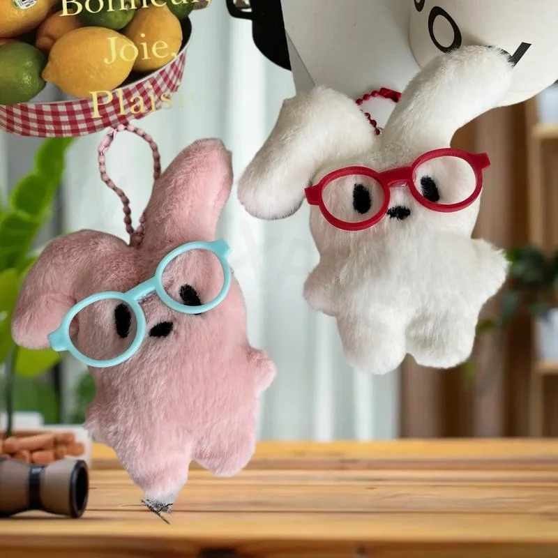 حلقة مفاتيح قطيفة على شكل أرنب أحمر على شكل أرنب؛ رائعة كديكور حقيبة الظهر وهدايا للأزواج #5