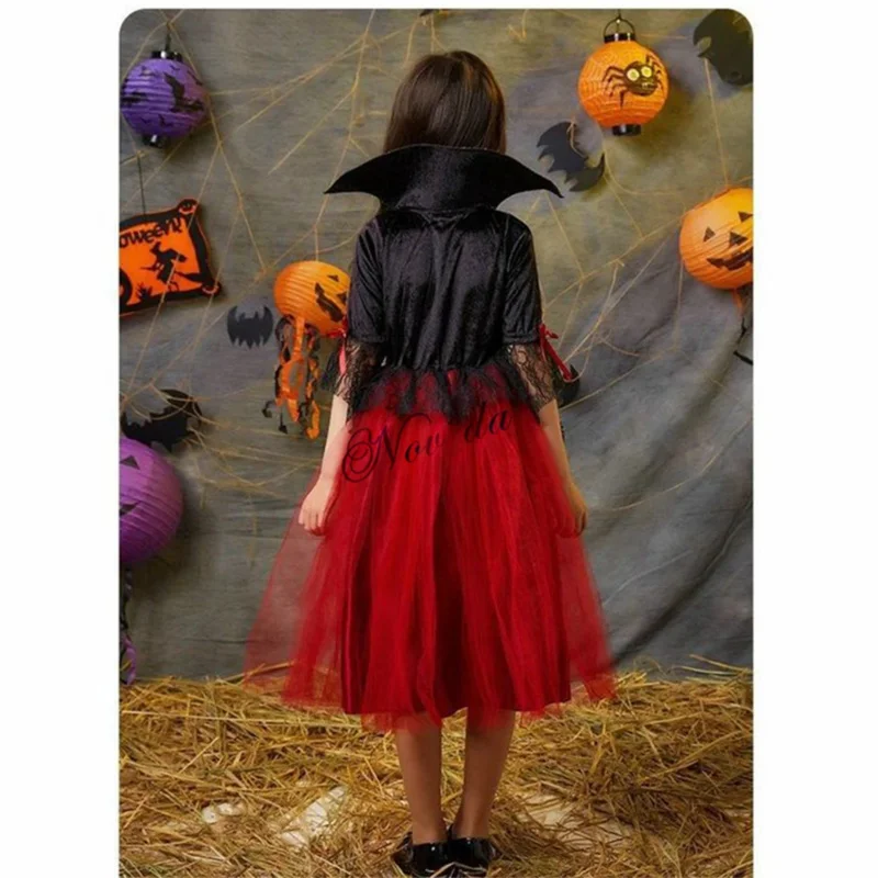 Halloween Costume For Girls Baby Boy Vampire Princess Dress Scarlet Witch Devil Ghost Clothes Vampire Cloak Costume Kids Cosplay