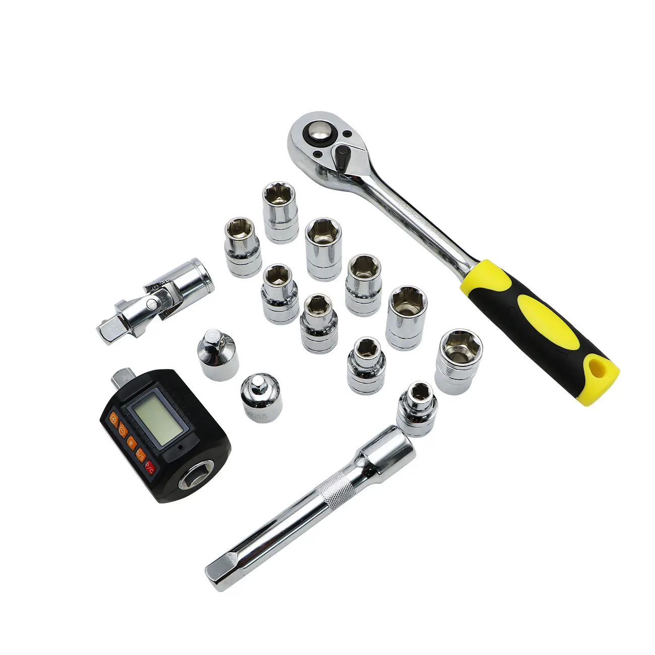SHAHE Multifunctional Wrench Socket Set Digital Torque Meter 1/2'' Ratchet Drive Socket Set Wrench Tool Kit Bicycle Repair Tools