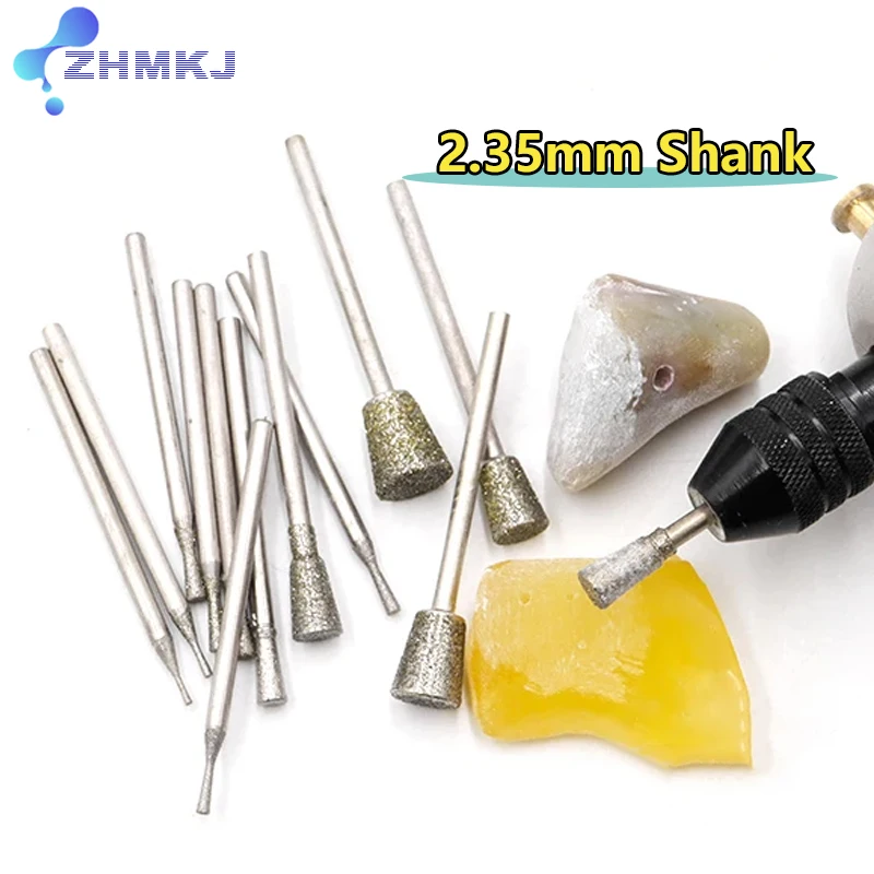 

Inverted Trapezoid Diamond Grinding Burr Teeth Grinding Bits 2.35mm shank Jade Stone Polishing grinding Dremel Rotary Tools
