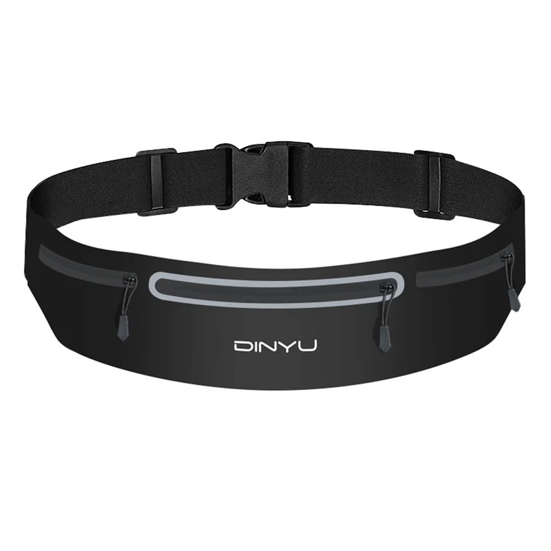 DINYU Waterproof Running Fanny Pack Slim Reflective Strip Sports Waist Belt with Multi Zipper Pockets Adjustable Elastic Strap Lightweight Anti-Slip Fitness Belt for Jogging Hiking Cycling Travel
