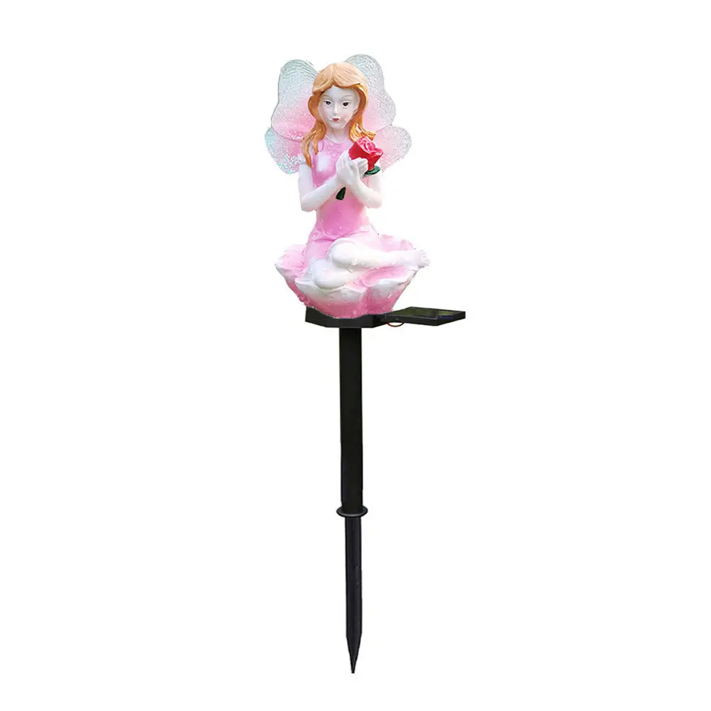 

Solar Garden Lights Resin Body LED Fairy Shaped Solar Power Lawn Lamp Outdoor Decor Yard L Balcony Waterproof Stake