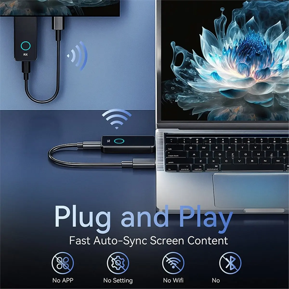 Wireless -Compatible Transmitter and Receiver Wireless -Compatible Extender 164FT 4K Dual-Band 5G+2.4G
