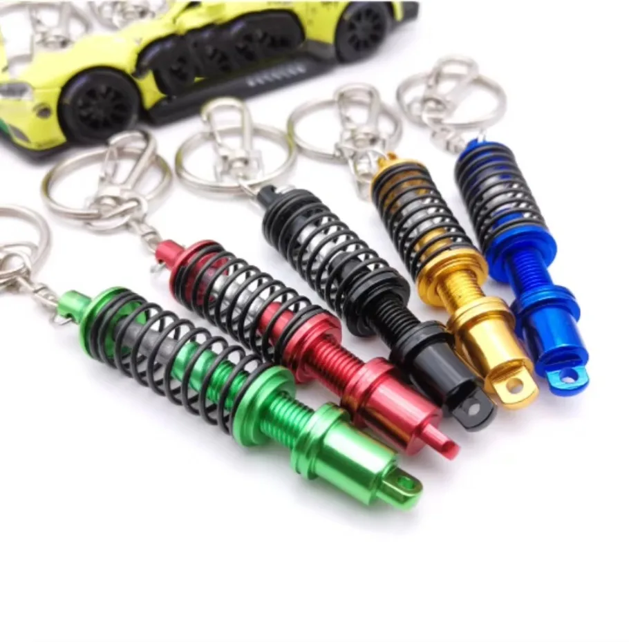 Universal Adjustable Spring Car Tuning Part Shock Absorber Keyring Alloy Car Interior Suspension Keychain Coilover 1x