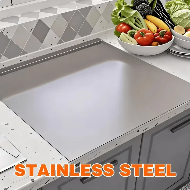 1pcs Stainless Steel Cutting Board Heavy Duty Countertop Meat Fruit Flour Prep Easy Clean Space Saving Kitchen Utility Tool Kits
