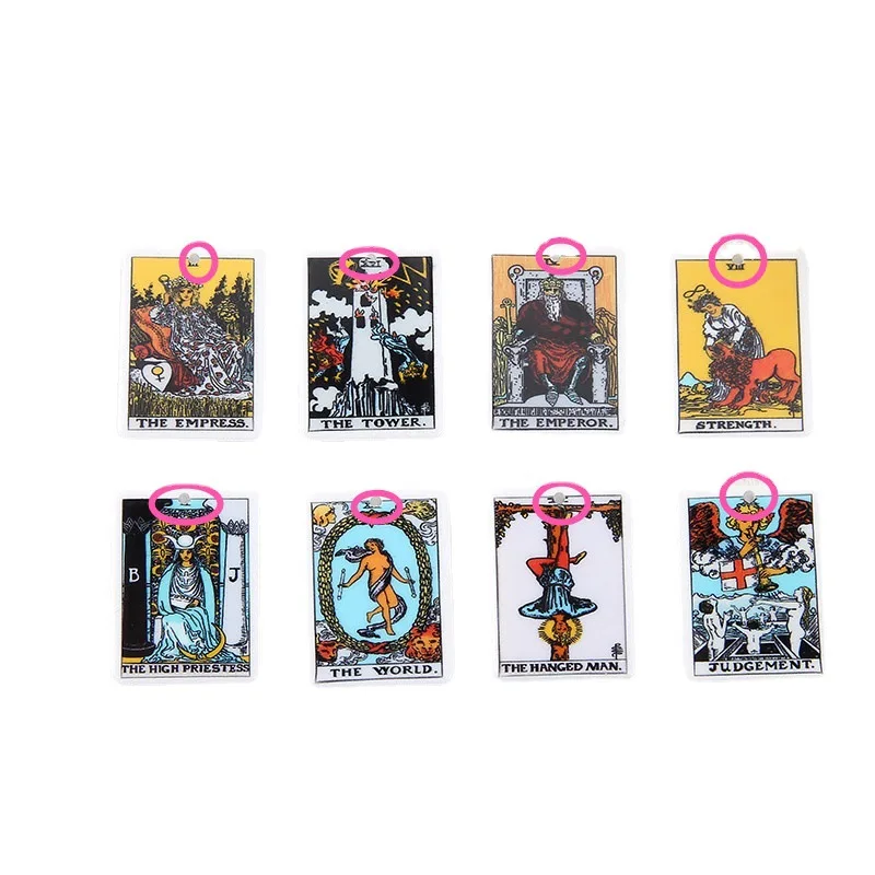 Tarot Cards The Fool Acrylic Charms Double Sides Epoxy Devil Tower Justice Charm Pendant DIY Jewelry Crafts Accessories 6PCS