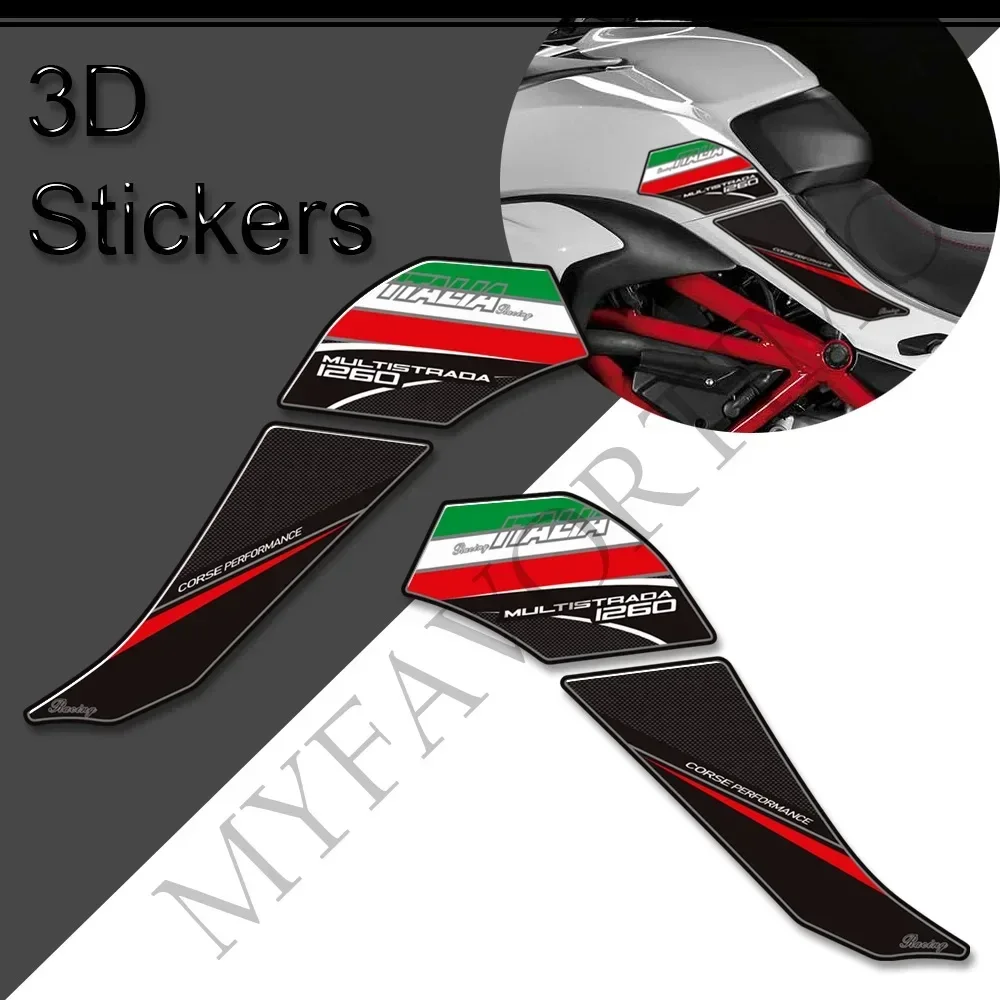 MULTISTRADA 1260S Fit Ducati bantalan tangki sepeda motor 3D stiker decal grip Kit minyak bahan bakar Gas pelindung lutut