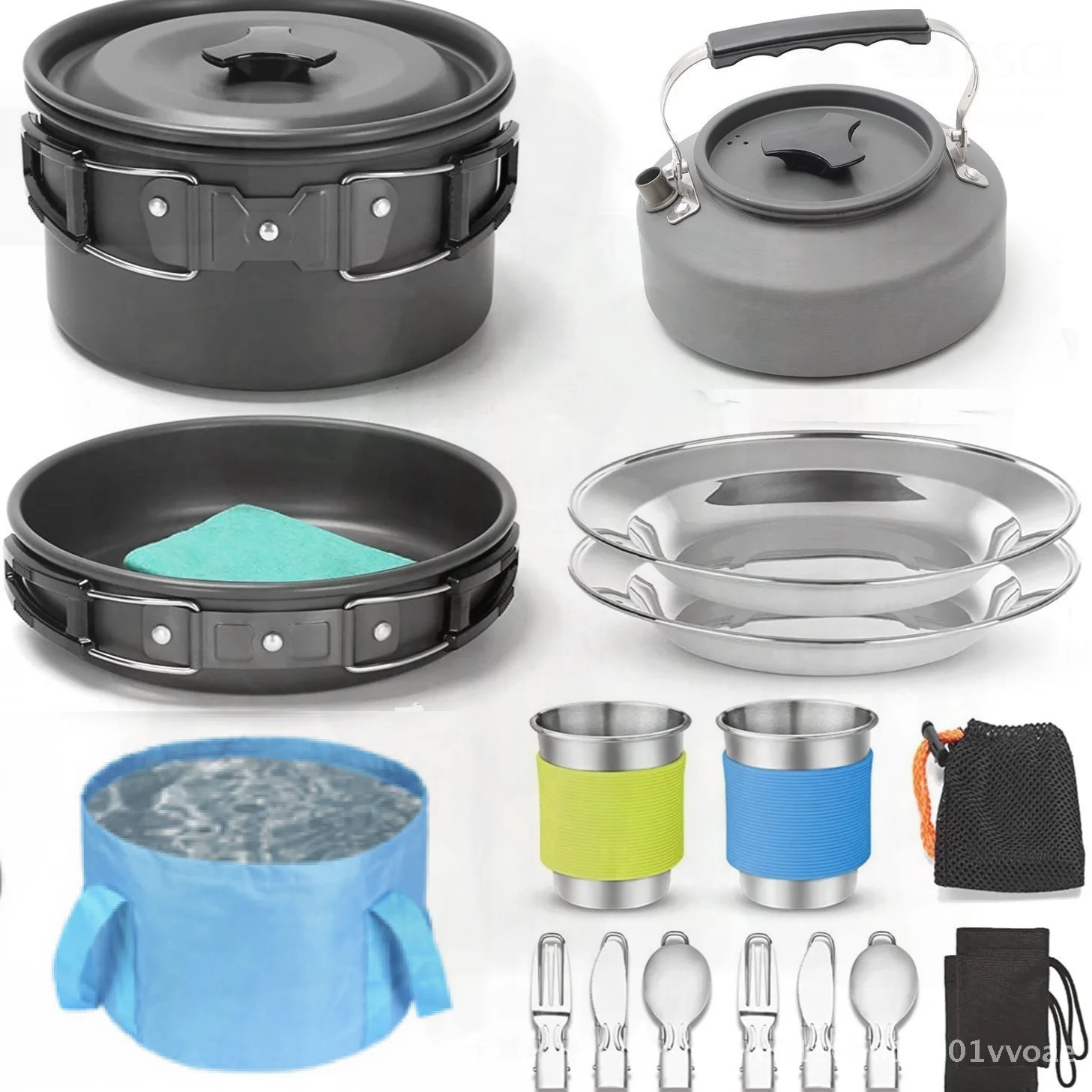 

Набор кастрюль для кемпинга на 2-3 человека, портативная посуда из алюминиевого сплава с посудой, сверхлегкая, экологически чистая DS-311