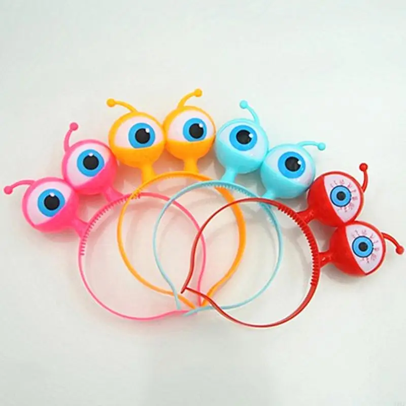 W8KF Alien Eyeball Hair Hoop, Flashing Glow Headband LED Light Up Hairbands Hair Accessories Glowing Party for Kids