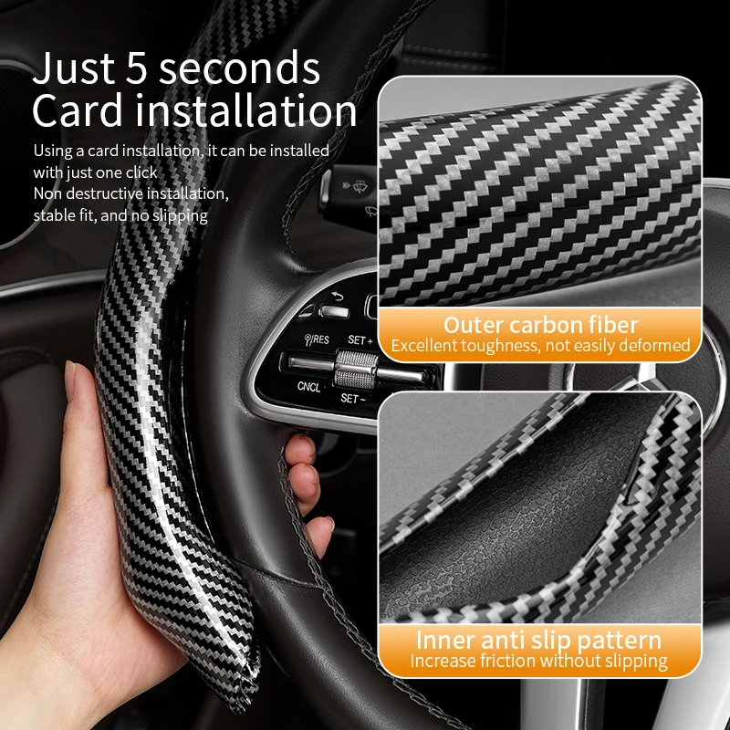 General integrated carbon fiber silicone car steering wheel cover custom anti-slip booster protection accessories 38 cm