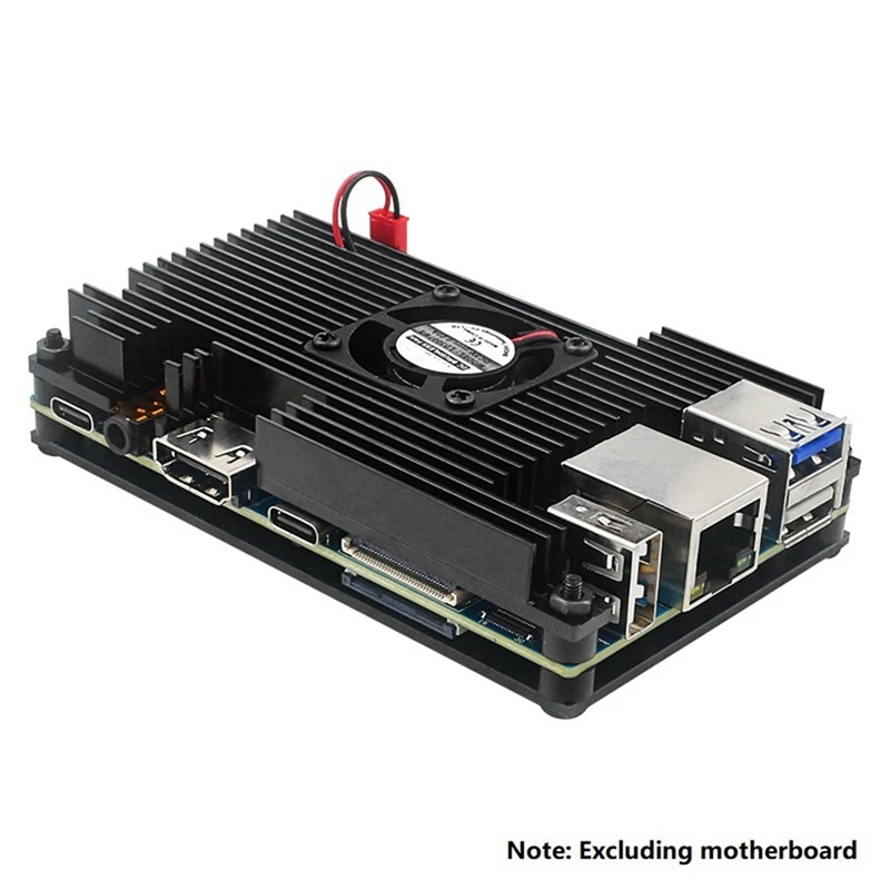 ABDJ-For Orange Pi 5 / 5B حافظة من سبائك الألومنيوم غلاف تبريد معدني نشط وسلبي مع حماية من أحواض حرارة المروحة