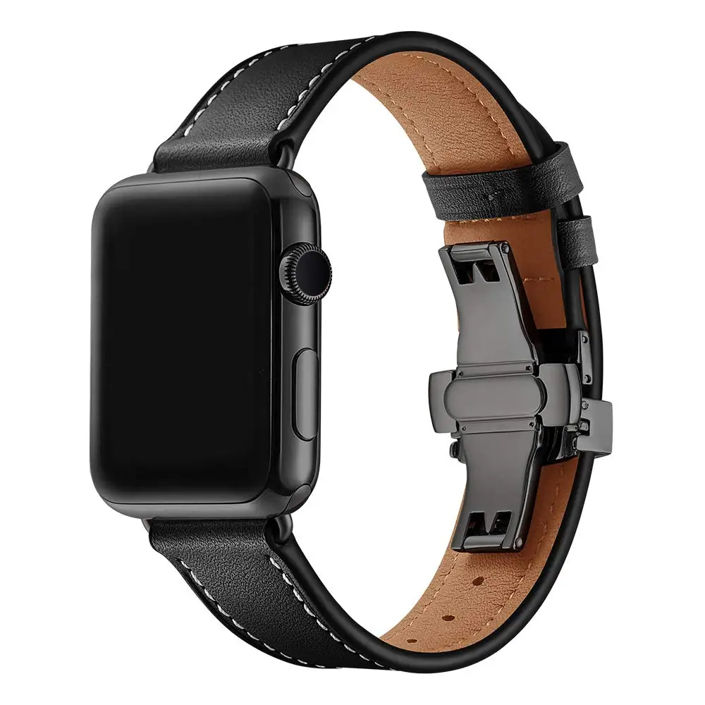 Cinturino in pelle per Apple watch 7 6 5 4 SE 44mm 40mm uomo/donna comodo cinturino di ricambio per cinturino iwatch 3 42mm 38mm